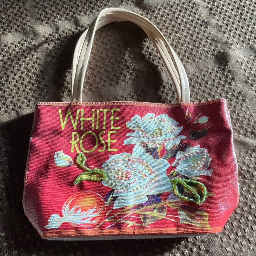 Rolfs Tan, Red and Bright Yellow inside Purse